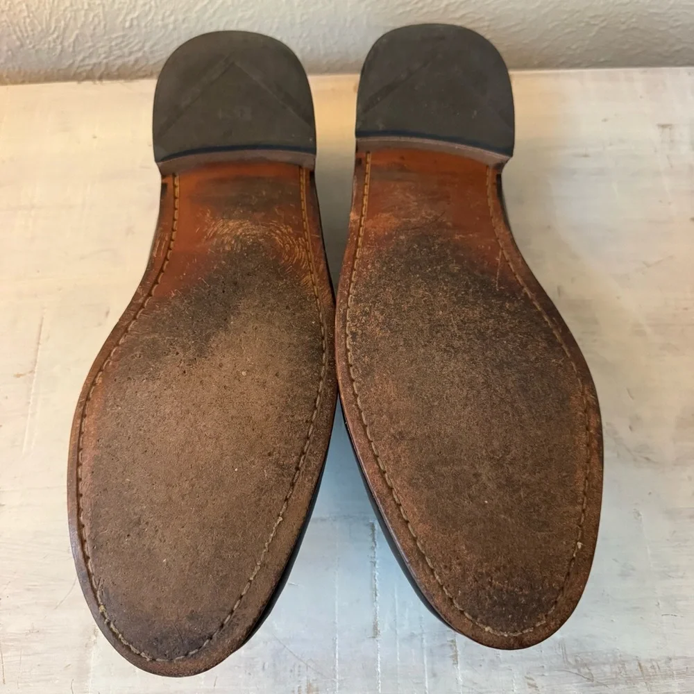 Allen Edmonds Woven Penny Loafers — Black & Brown Leather — Size 12B - Picture 3 of 4